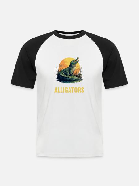Alligatoren Alligator - Männer Baseball-T-Shirt - Weiß/Schwarz