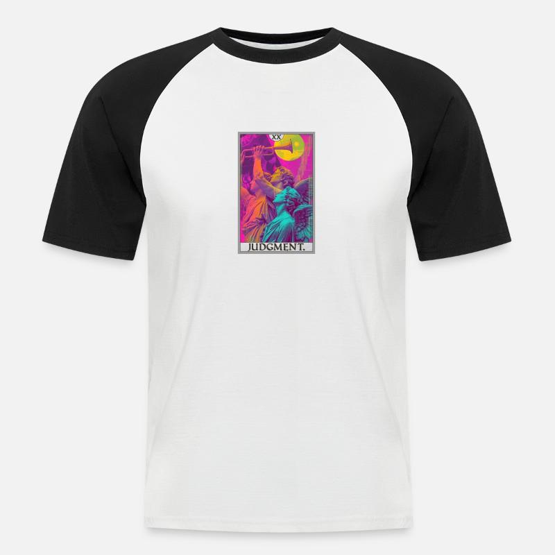 Tarotkarten Tarotkarte 20 Judgment Gericht - Männer Baseball-T-Shirt - Weiß/Schwarz