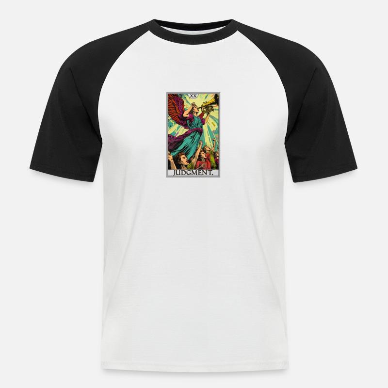 Tarotkarten Tarotkarte 20 Judgment Gericht - Männer Baseball-T-Shirt - Weiß/Schwarz