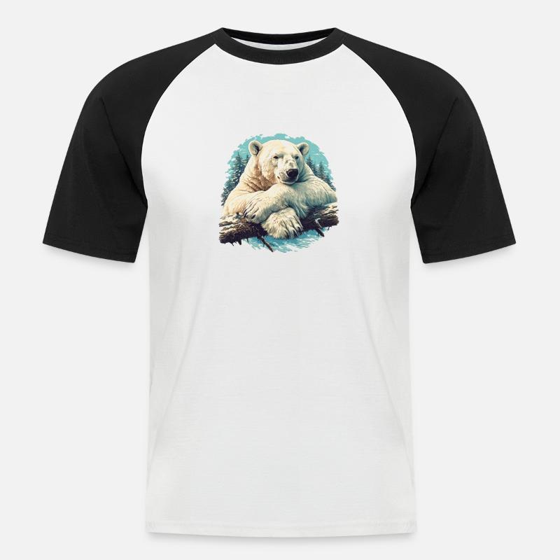 Polar Bear Eisbären Eisbär - Männer Baseball-T-Shirt - Weiß/Schwarz