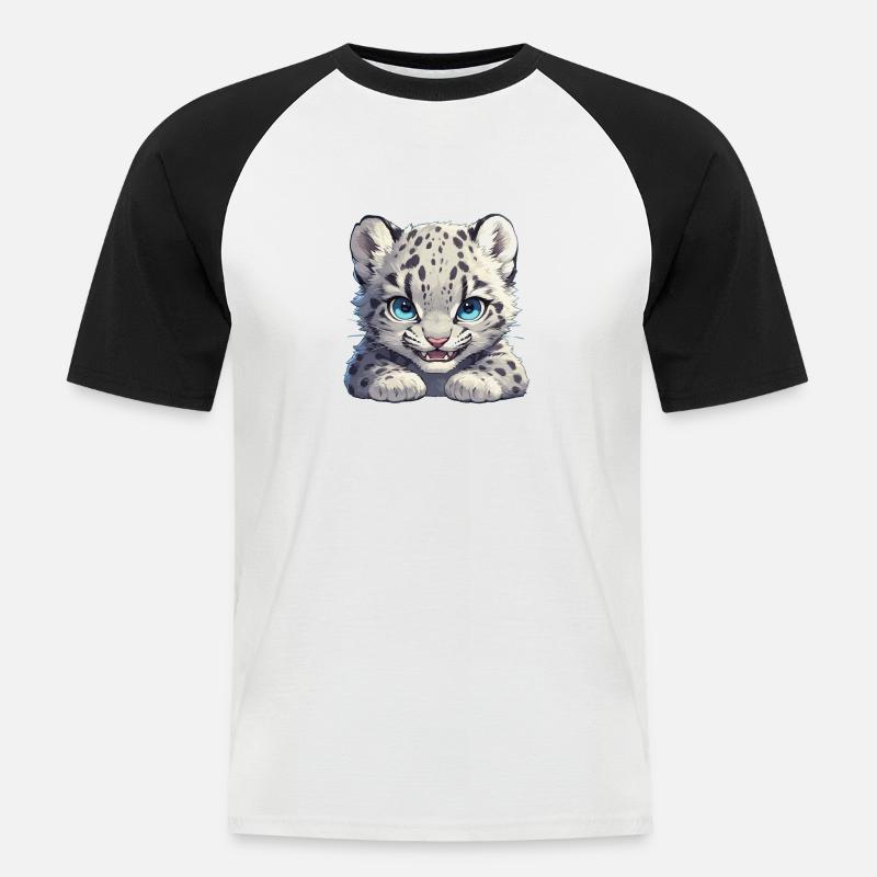 Snow Leopard Schneeleoparde Schneeleopard - Männer Baseball-T-Shirt - Weiß/Schwarz