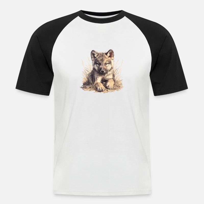 Wölfe Wolf - Männer Baseball-T-Shirt - Weiß/Schwarz