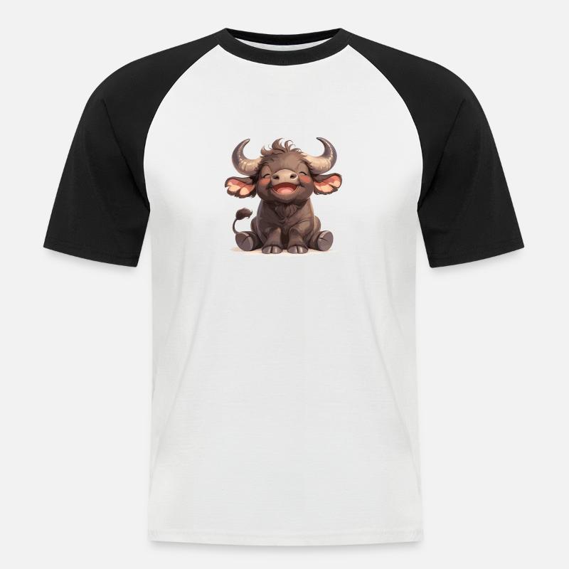 Buffalos Buffalo Büffel - Männer Baseball-T-Shirt - Weiß/Schwarz