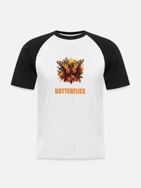 Butterfly Schmetterlinge Schmetterling - Männer Baseball-T-Shirt - Weiß/Schwarz