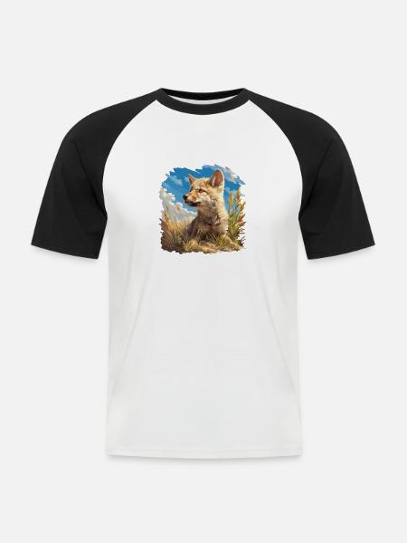 Kojoten Kojote - Männer Baseball-T-Shirt - Weiß/Schwarz