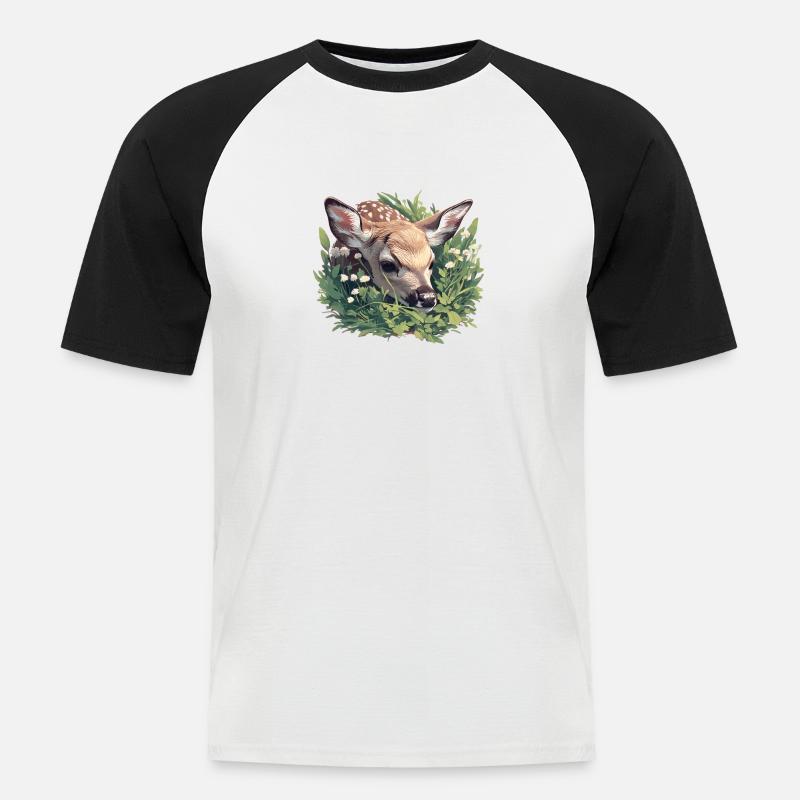 Hirsche Hirsch - Männer Baseball-T-Shirt - Weiß/Schwarz