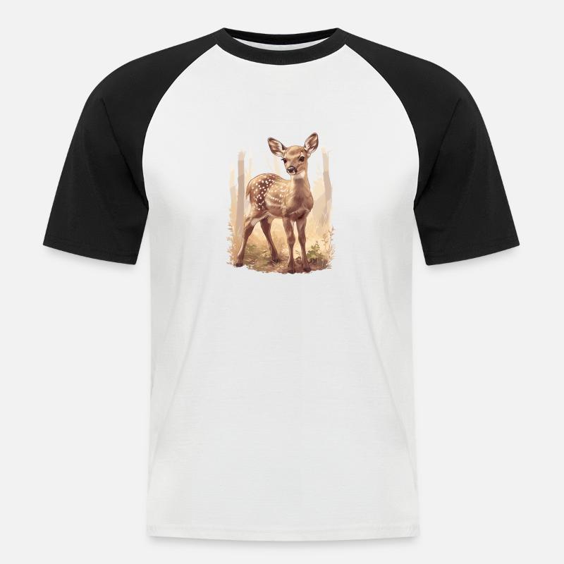 Hirsche Hirsch - Männer Baseball-T-Shirt - Weiß/Schwarz