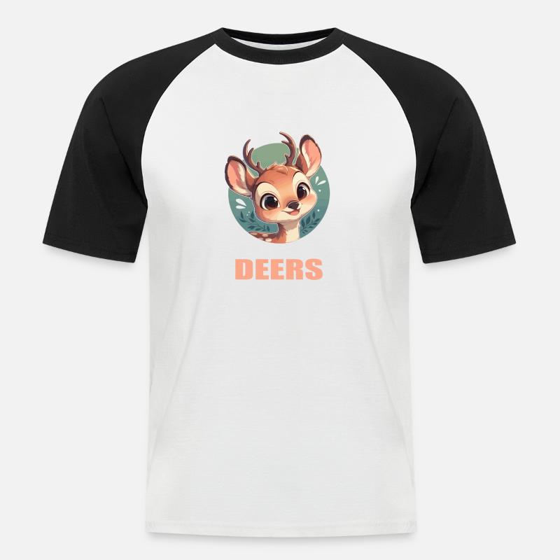 Hirsche Hirsch - Männer Baseball-T-Shirt - Weiß/Schwarz