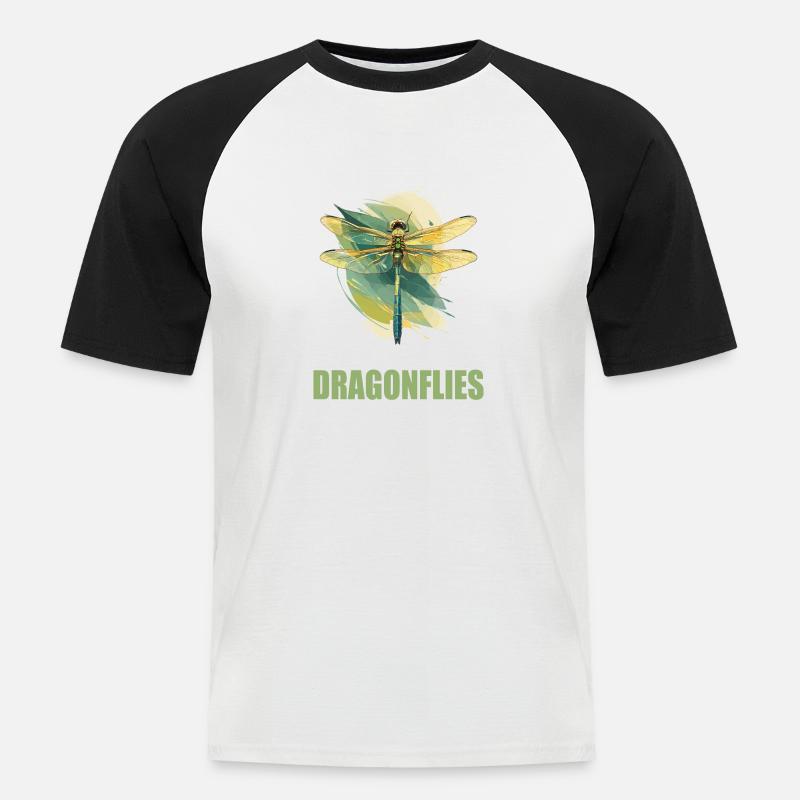 Libellen Libelle - Männer Baseball-T-Shirt - Weiß/Schwarz