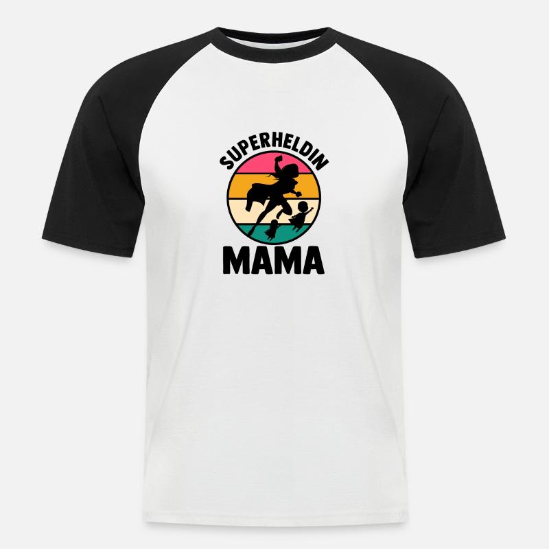 Mutter Superheldin Mama - Männer Baseball-T-Shirt - Weiß/Schwarz