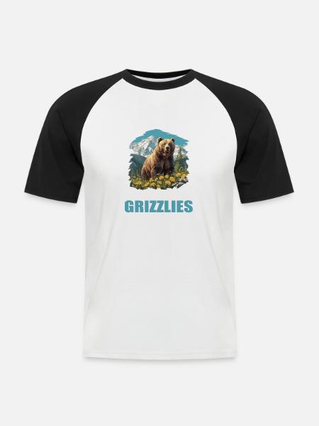 Grizzlybären Grizzlybär - Männer Baseball-T-Shirt - Weiß/Schwarz