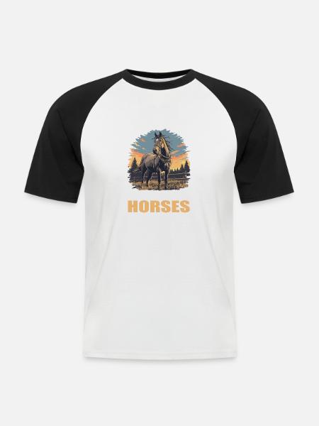Pferde Pferd - Männer Baseball-T-Shirt - Weiß/Schwarz