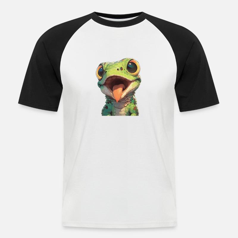 Eidechsen Eidechse - Männer Baseball-T-Shirt - Weiß/Schwarz