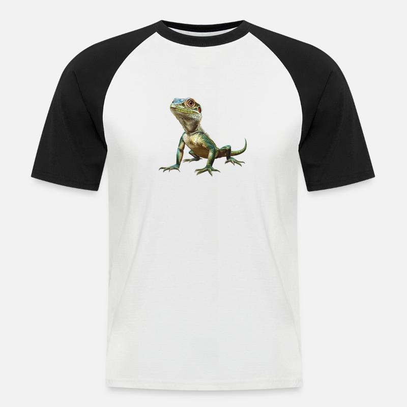Eidechsen Eidechse - Männer Baseball-T-Shirt - Weiß/Schwarz