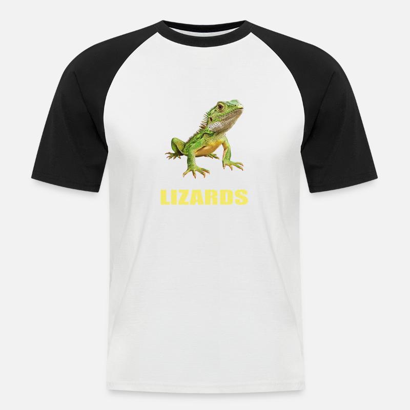 Eidechsen Eidechse - Männer Baseball-T-Shirt - Weiß/Schwarz