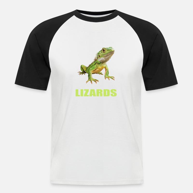 Eidechsen Eidechse - Männer Baseball-T-Shirt - Weiß/Schwarz