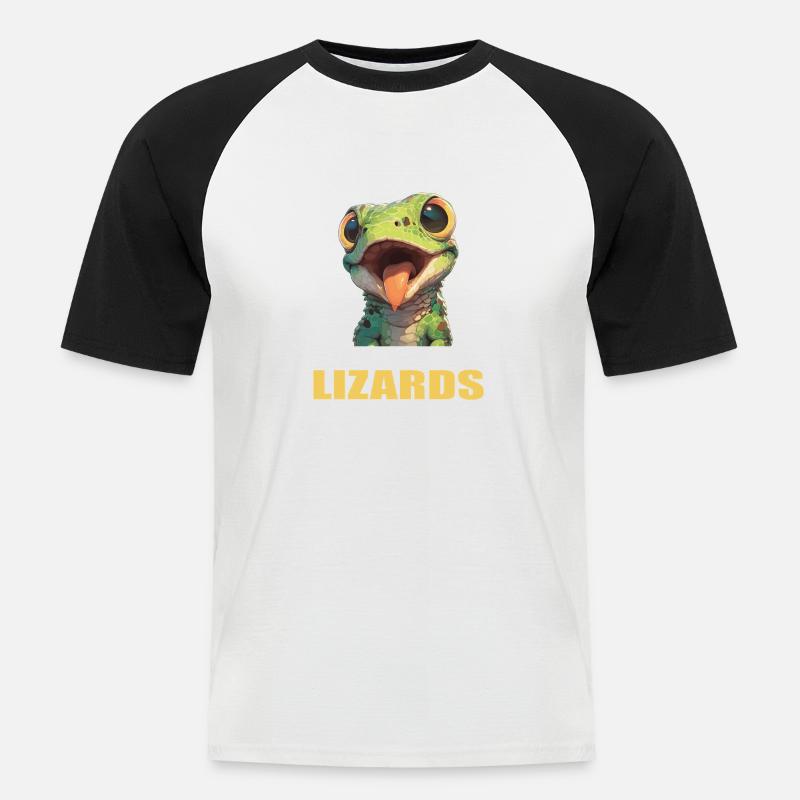 Eidechsen Eidechse - Männer Baseball-T-Shirt - Weiß/Schwarz