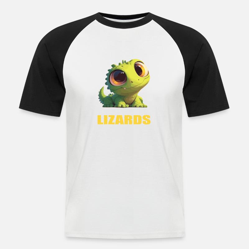 Eidechsen Eidechse - Männer Baseball-T-Shirt - Weiß/Schwarz