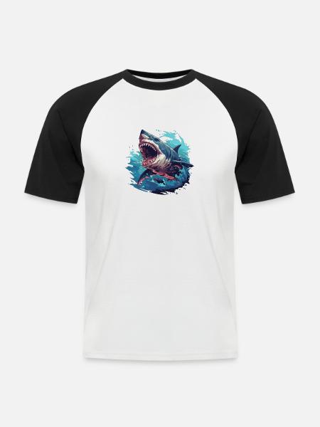 Requins Requin - T-shirt baseball manches courtes Homme - blanc/noir