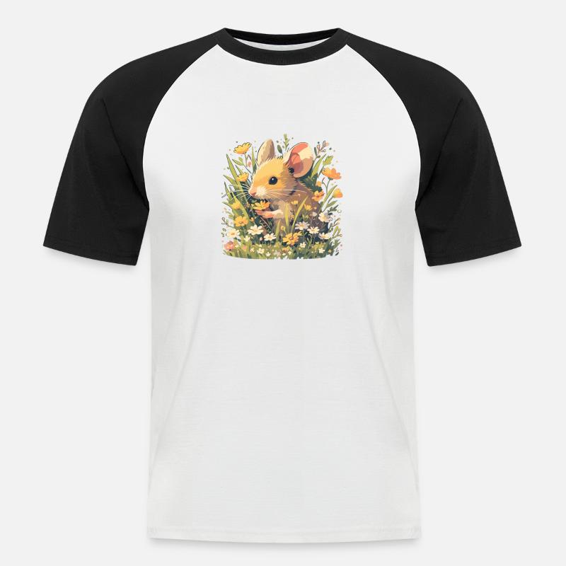 Mäuse Maus - Männer Baseball-T-Shirt - Weiß/Schwarz