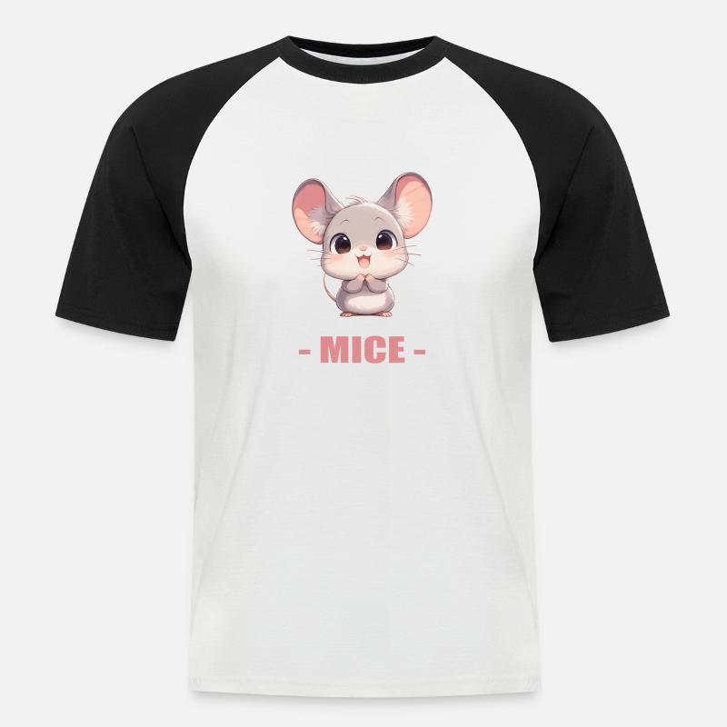 Mäuse Maus - Männer Baseball-T-Shirt - Weiß/Schwarz