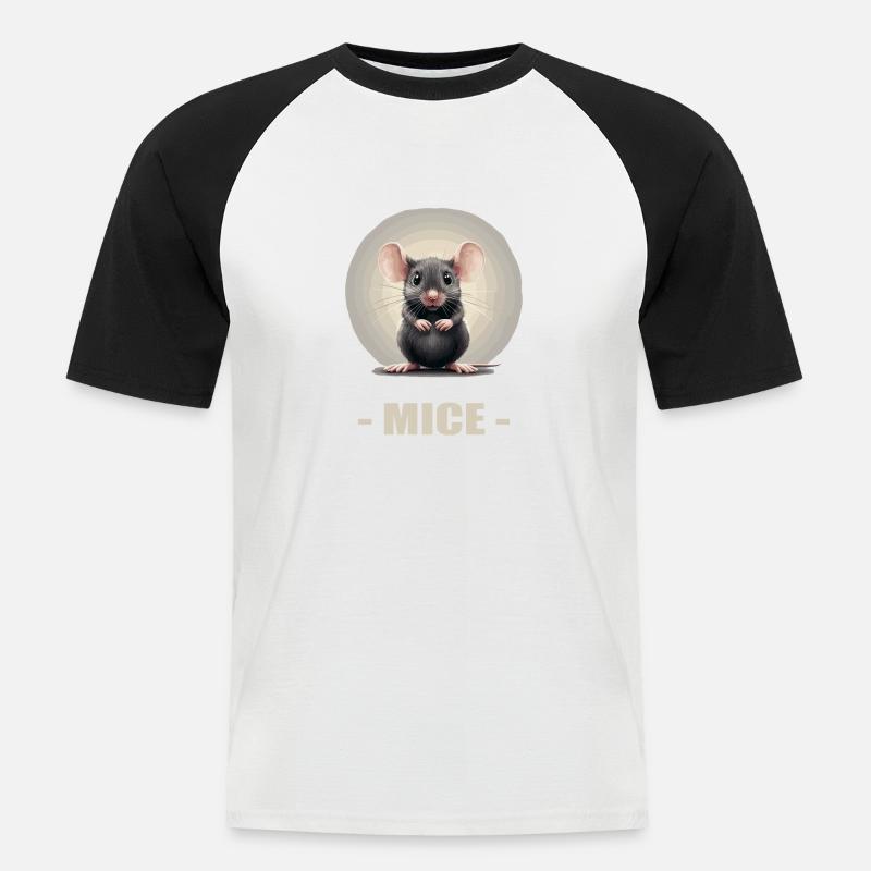 Mäuse Maus - Männer Baseball-T-Shirt - Weiß/Schwarz