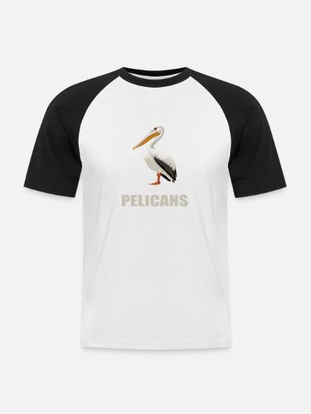 Pelikane Pelikan - Männer Baseball-T-Shirt - Weiß/Schwarz