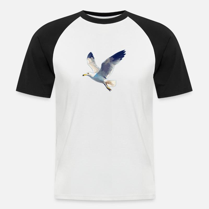 Möwen Möwe - Männer Baseball-T-Shirt - Weiß/Schwarz