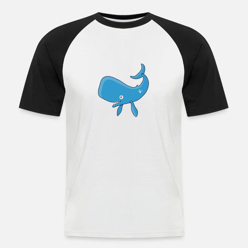 Kleiner blauer Wal - Männer Baseball-T-Shirt - Weiß/Schwarz