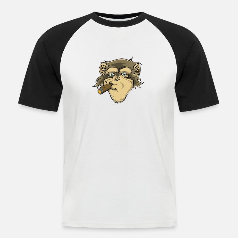 Schimpanse - Männer Baseball-T-Shirt - Weiß/Schwarz