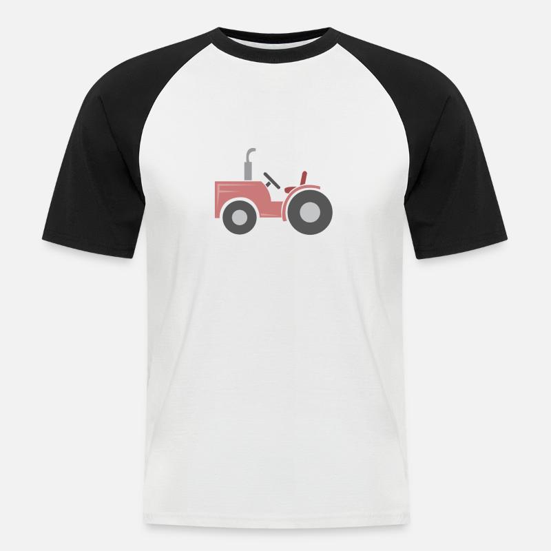 Roter Traktor - Männer Baseball-T-Shirt - Weiß/Schwarz