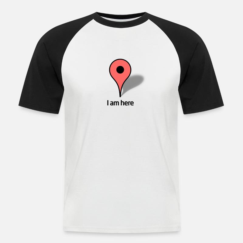 Google Map Marker - Männer Baseball-T-Shirt - Weiß/Schwarz