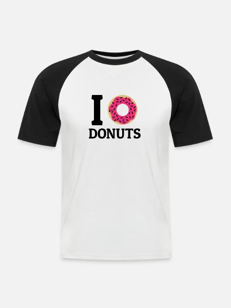 I love donuts - Männer Baseball-T-Shirt - Weiß/Schwarz