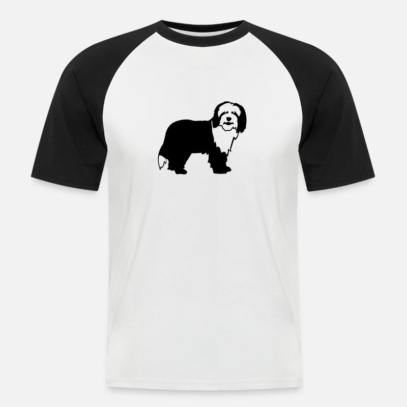 Bearded Collie - Männer Baseball-T-Shirt - Weiß/Schwarz