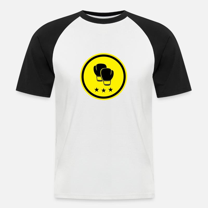 Boxhandschuhe - Männer Baseball-T-Shirt - Weiß/Schwarz