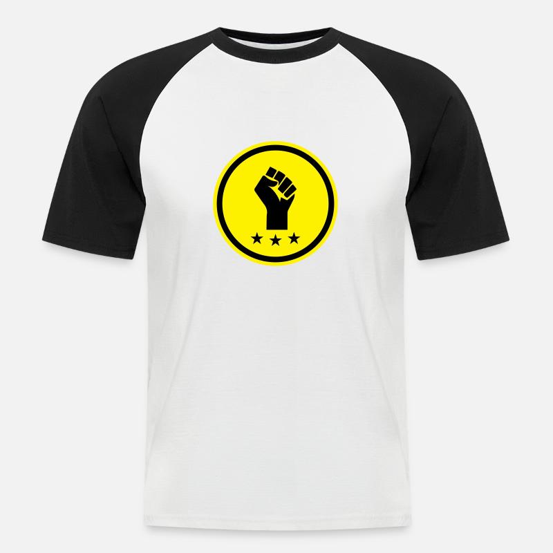 Hand Faust - Männer Baseball-T-Shirt - Weiß/Schwarz