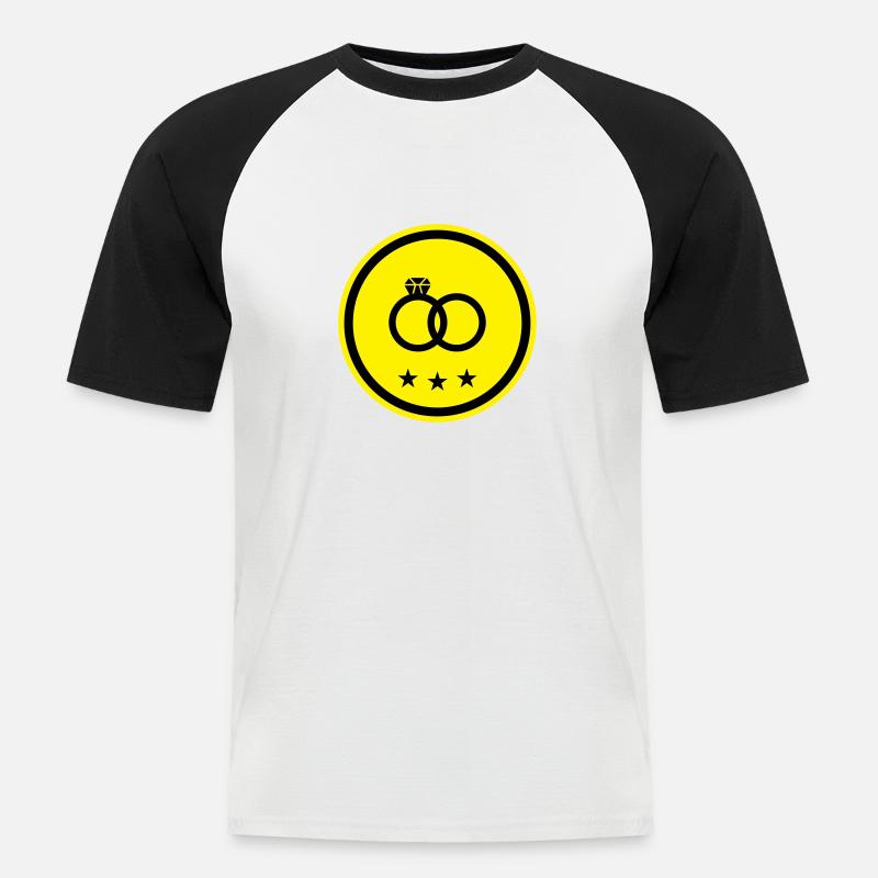 Eheringe Ring Hochzeit - Männer Baseball-T-Shirt - Weiß/Schwarz