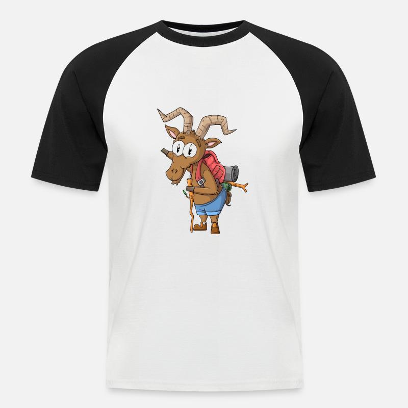 Steinbock Wanderer / Wandernder Steinbock - Männer Baseball-T-Shirt - Weiß/Schwarz