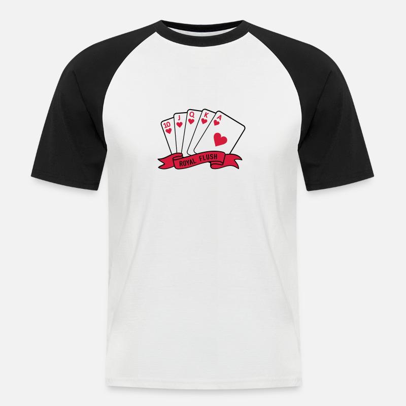 Royal Flush - Männer Baseball-T-Shirt - Weiß/Schwarz