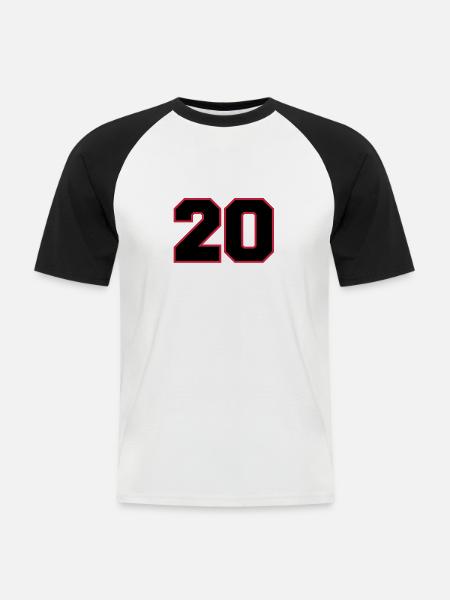 number20 - Männer Baseball-T-Shirt - Weiß/Schwarz