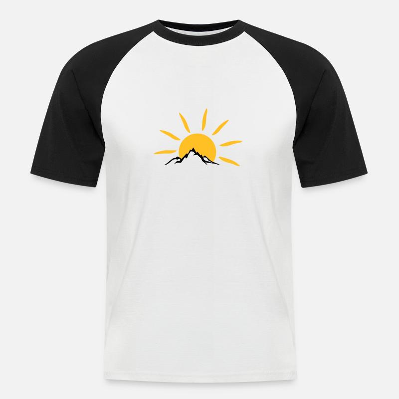 Landschaft - Berge Sonne - Männer Baseball-T-Shirt - Weiß/Schwarz