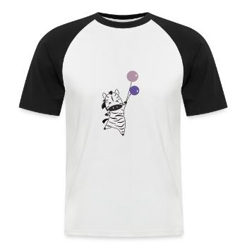 Zebra balloon flies up funny animals for kids - Men's Baseball T-Shirt - white/black - Front - Nik (191cm)