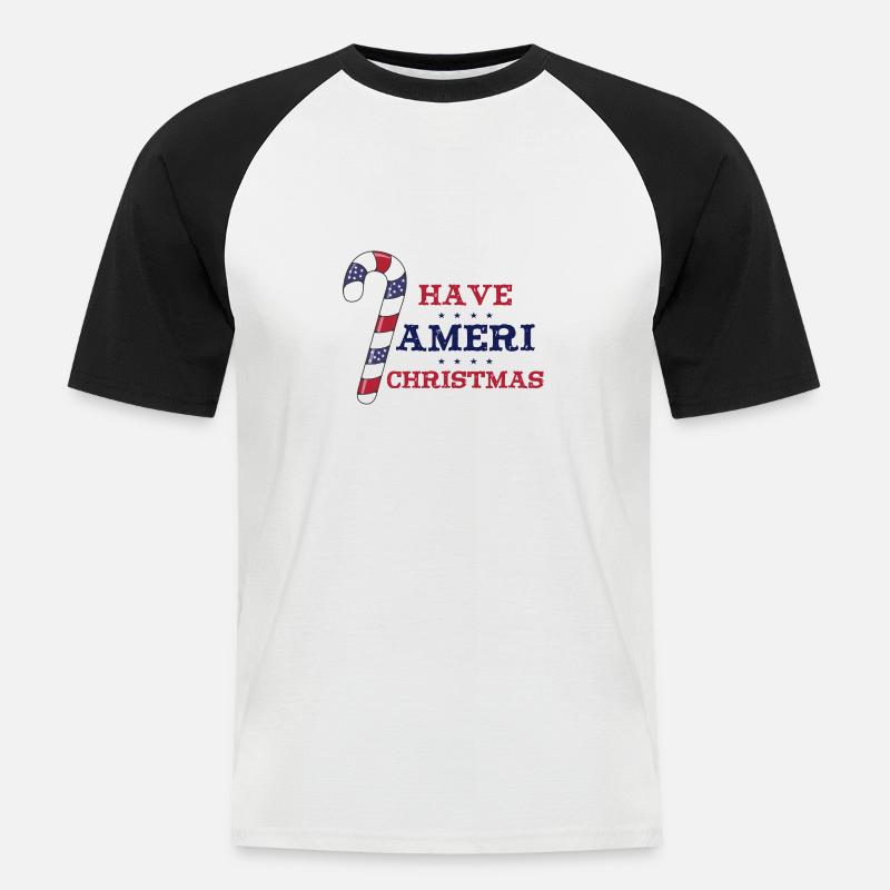 Have Ameri Christmas - Männer Baseball-T-Shirt - Weiß/Schwarz