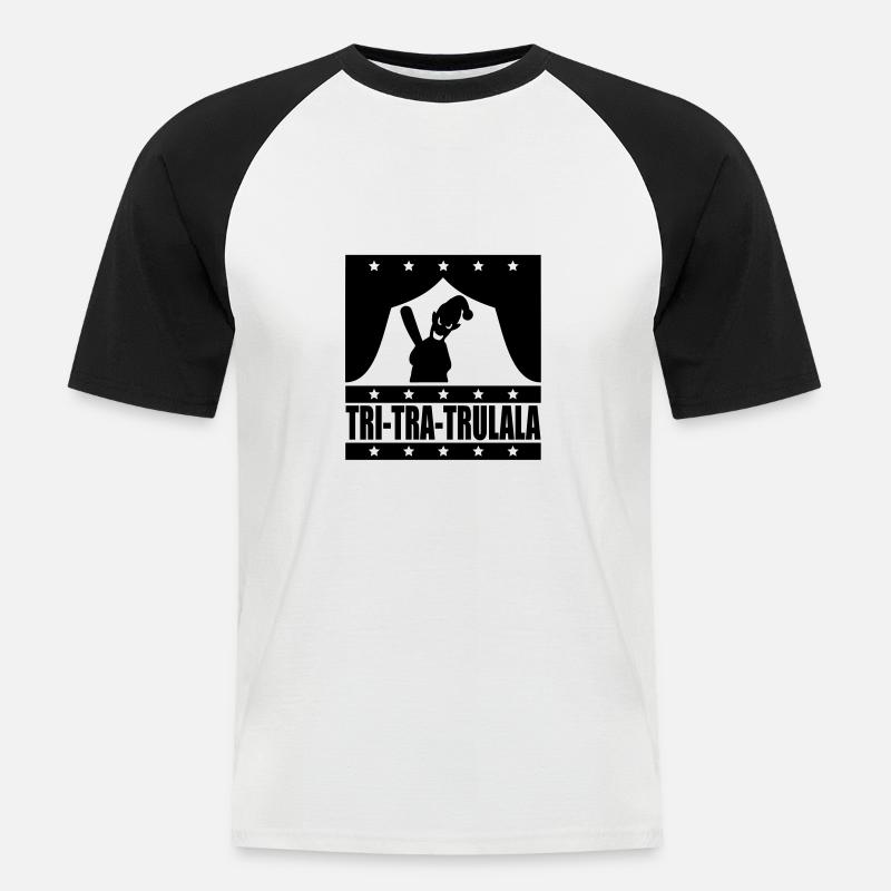 Tritratrulala mit Kasperle - Männer Baseball-T-Shirt - Weiß/Schwarz