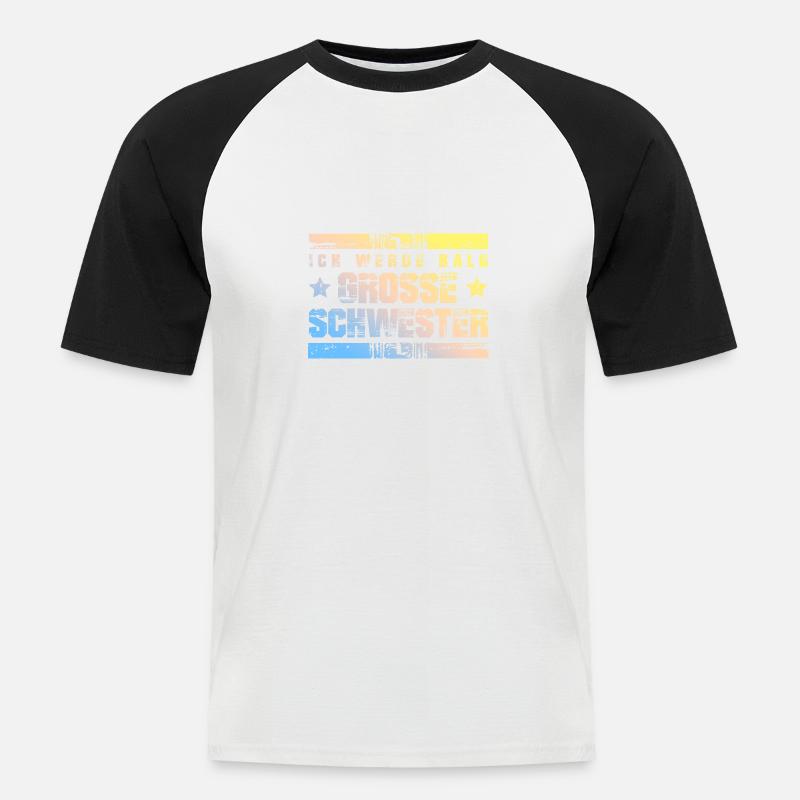 Ich werde Bald Schwester - Männer Baseball-T-Shirt - Weiß/Schwarz