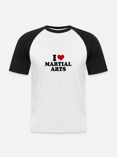 I Love Martial Arts - Männer Baseball-T-Shirt - Weiß/Schwarz