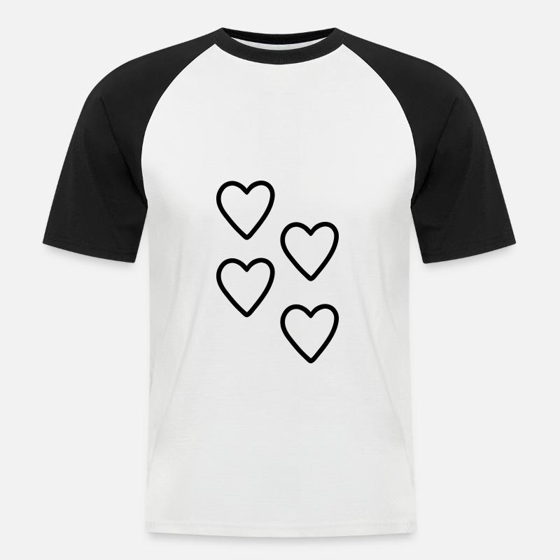 Herzen Geschenkidee - Männer Baseball-T-Shirt - Weiß/Schwarz