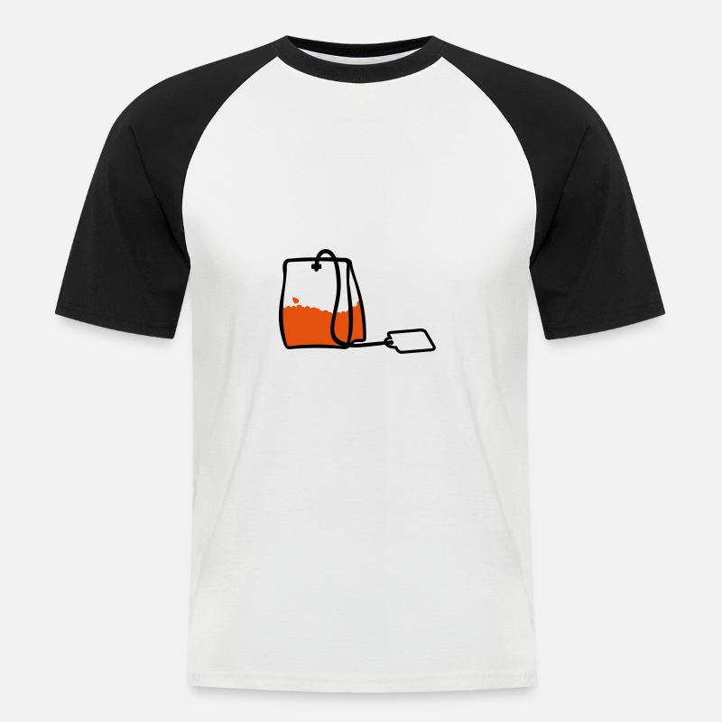 Teebeutel / Teabag (2c) - Männer Baseball-T-Shirt - Weiß/Schwarz