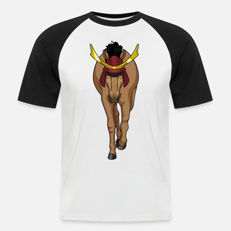 Pferd Samurai Kampfkunst - Männer Baseball-T-Shirt - Weiß/Schwarz