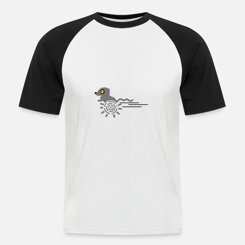 Rennmaus / Running Gerbil (3c) - Männer Baseball-T-Shirt - Weiß/Schwarz